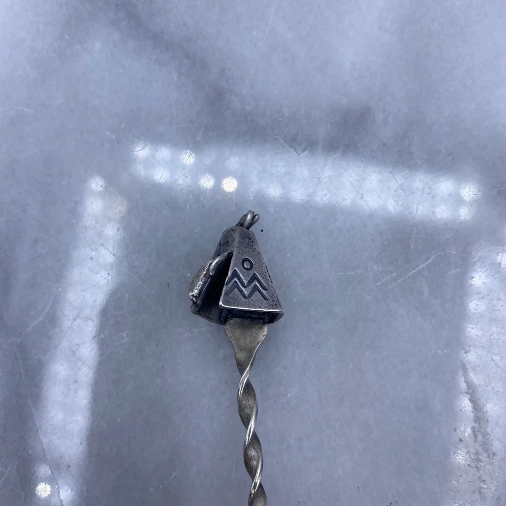 Bell Trading Post Souvenir Spoon Silver Sterling Teepee Twisted Handle